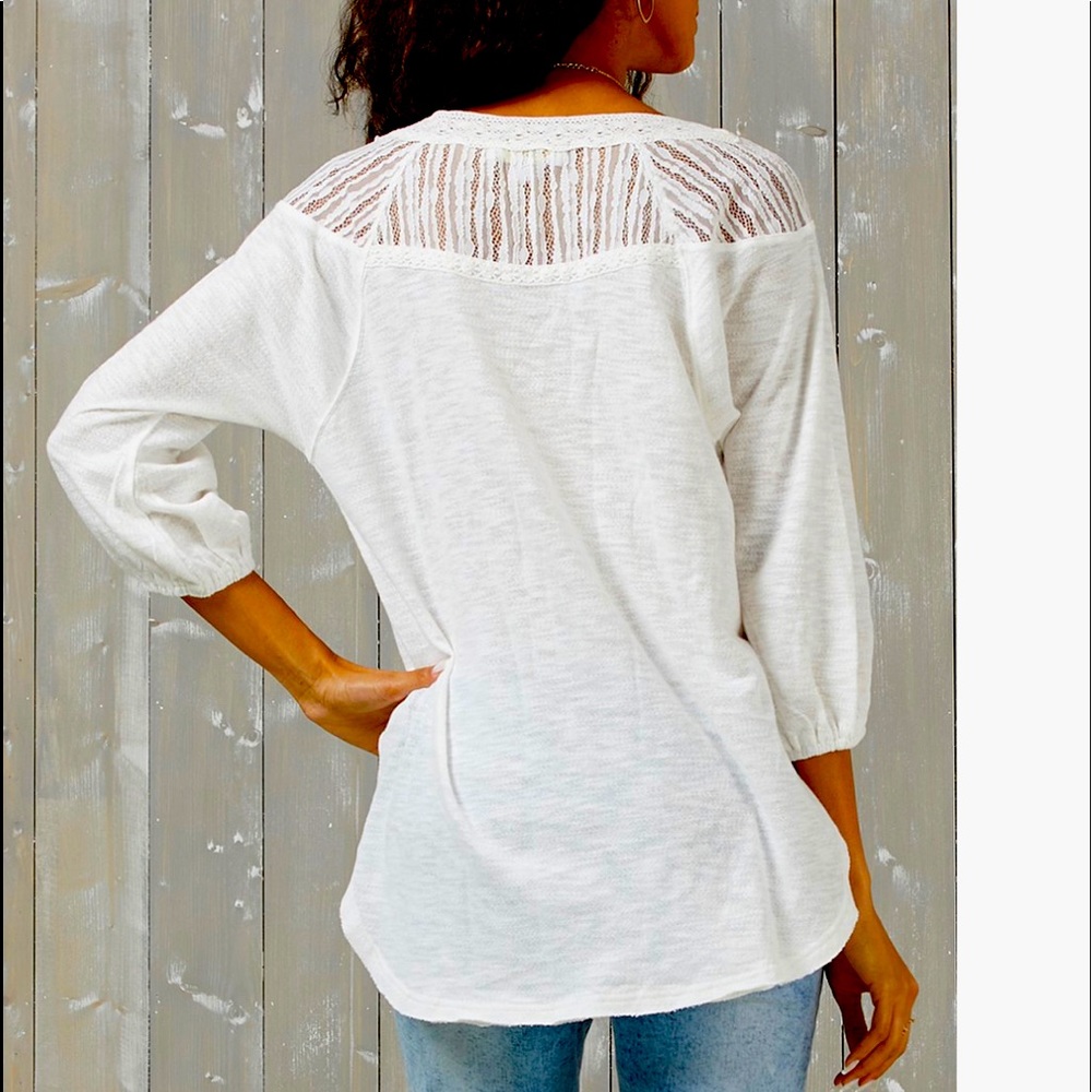 Ivory lace-yoke swing tunic